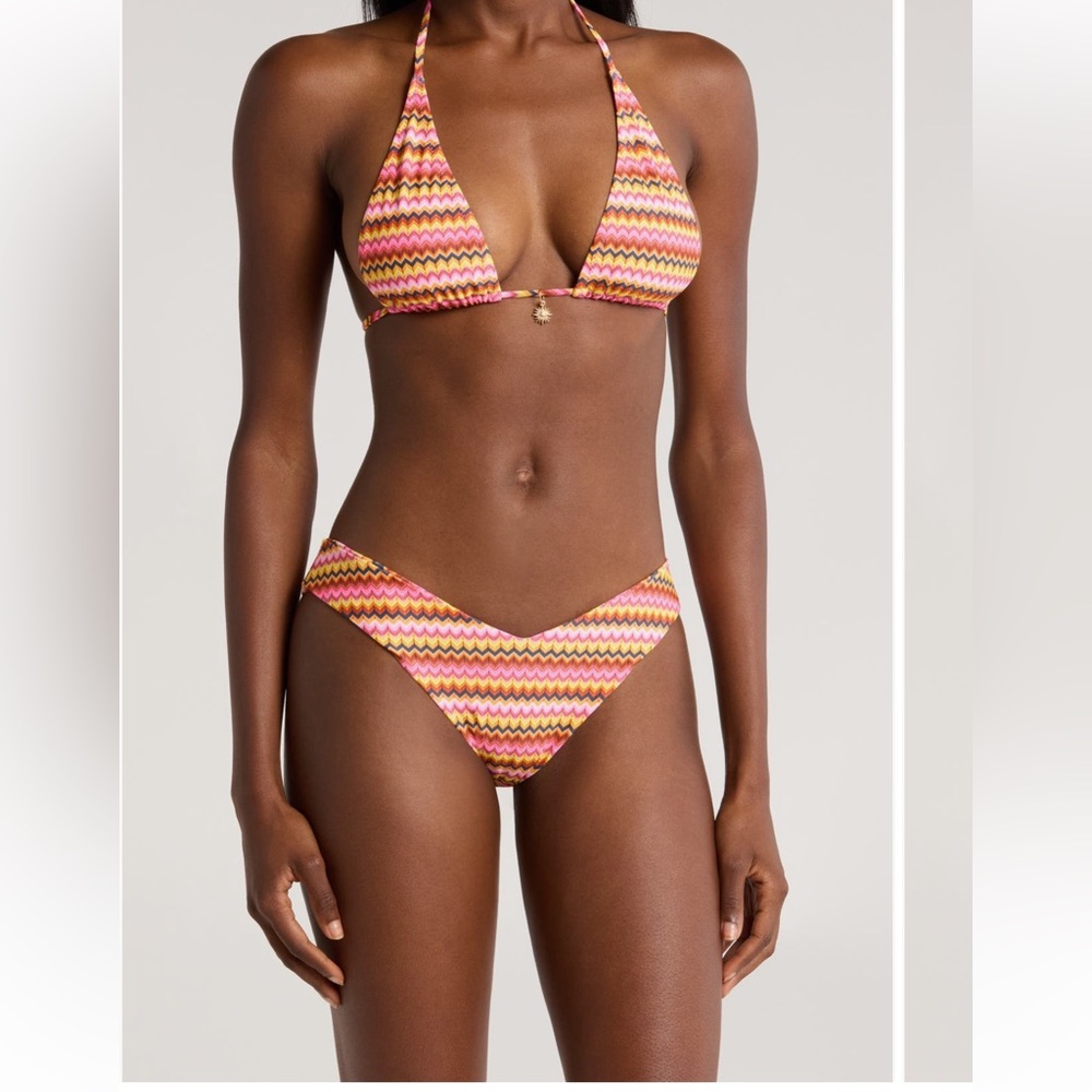 Kulani Kinis Pink and Yellow Chevron Bikini